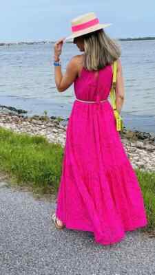 anthro pink dress Atsu Sally Bow Midi Dress