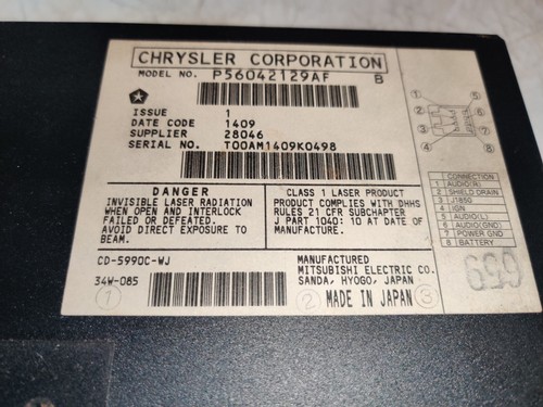 1999 - 2004 OEM JEEP Grand Cherokee 10 Disc CD Changer 56042129AF - Picture 10 of 10