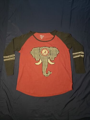 Damen-T-Shirt Alabama purpurrot Tide Elefant Hahnentritt 3/4-Ärmel Raglan 1X