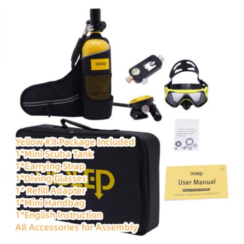 Reusable Mini Scuba Tank Kit 1L Underwater Diving Breath Device Deepest 32.8ft - Picture 8 of 30