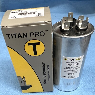 TITAN PRO MOTOR DUAL RUN CAPACITOR ROUND 440 370V AC TRCFD355