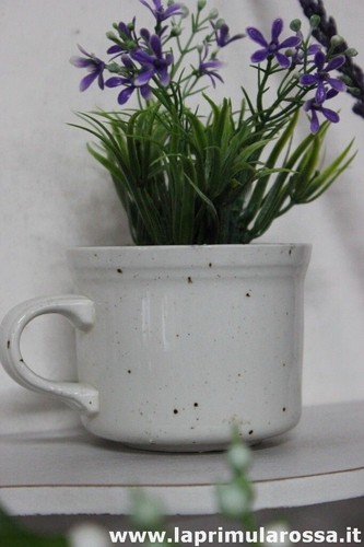 TAZZA VINTAGE SHABBY CHIC IN CERAMICA VASETTO ANNI 70 CACHE POT PORTAFIORI MUG - Foto 3 di 6