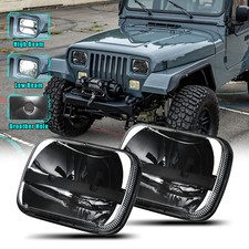 Pair For Jeep Wrangler Yj 1987-1995 5x7 7x6 Inch Led Headlights H6054 Rectangle