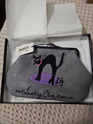 LULU by Lulu GUINNESS Grey Purse Clutch Clasp NOS WITH