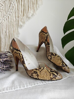 Vintage Gina Of London Genuine Snake Skin Leather Heels Courts Designer  Exotic UK
