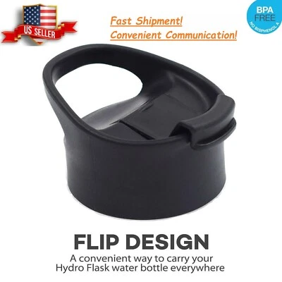 TOPOKO Replacement Flip Lid For Hydro Flask Wide Mouth Water Bottle Coffee Lid Black