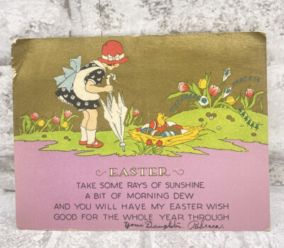 vintage signed easter card