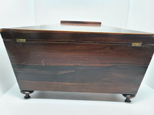1830's Georgian Regency Era 3 Compartment English Rosewood Sarcophagus Tea Caddy - Afbeelding 9 van 12