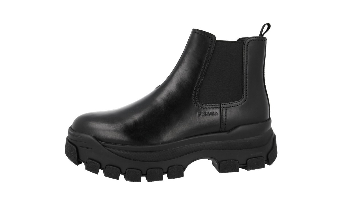 PRADA Leather Chelsea Boots Winter Booties 2TG154 Black NEW  display picture 3