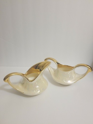 Lustre iridiscente azúcar y crema vintage Art Deco Pearl China co 22 K - Imagen 1 de 11