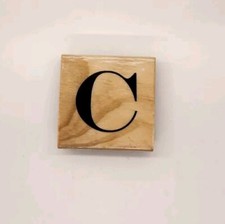 Monogram Alphabet Letter C Rubber Stamp Wood Mount 2.5" X 2.5"