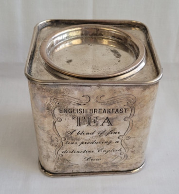 VTG Silver Toned Square English Breakfast Tea Tin