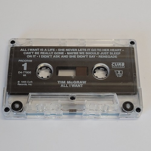 Tim McGraw All I Want Cassette Album 1995 Curb Records Country - Picture 5 of 6