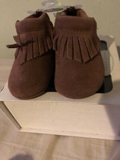 Baby Deer Brown Suede Infant Mocassin booties Unisex Size 3