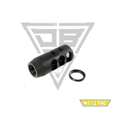 Steel 18x1 TPI Thread Compact Competition Muzzle Brake With Jam Nut