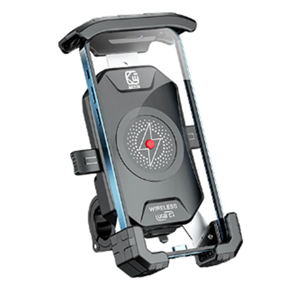 15W Wireless+USB Charging Phone Holder Mount Universal for Motorcycle Handlebar - Imagem 2 de 4