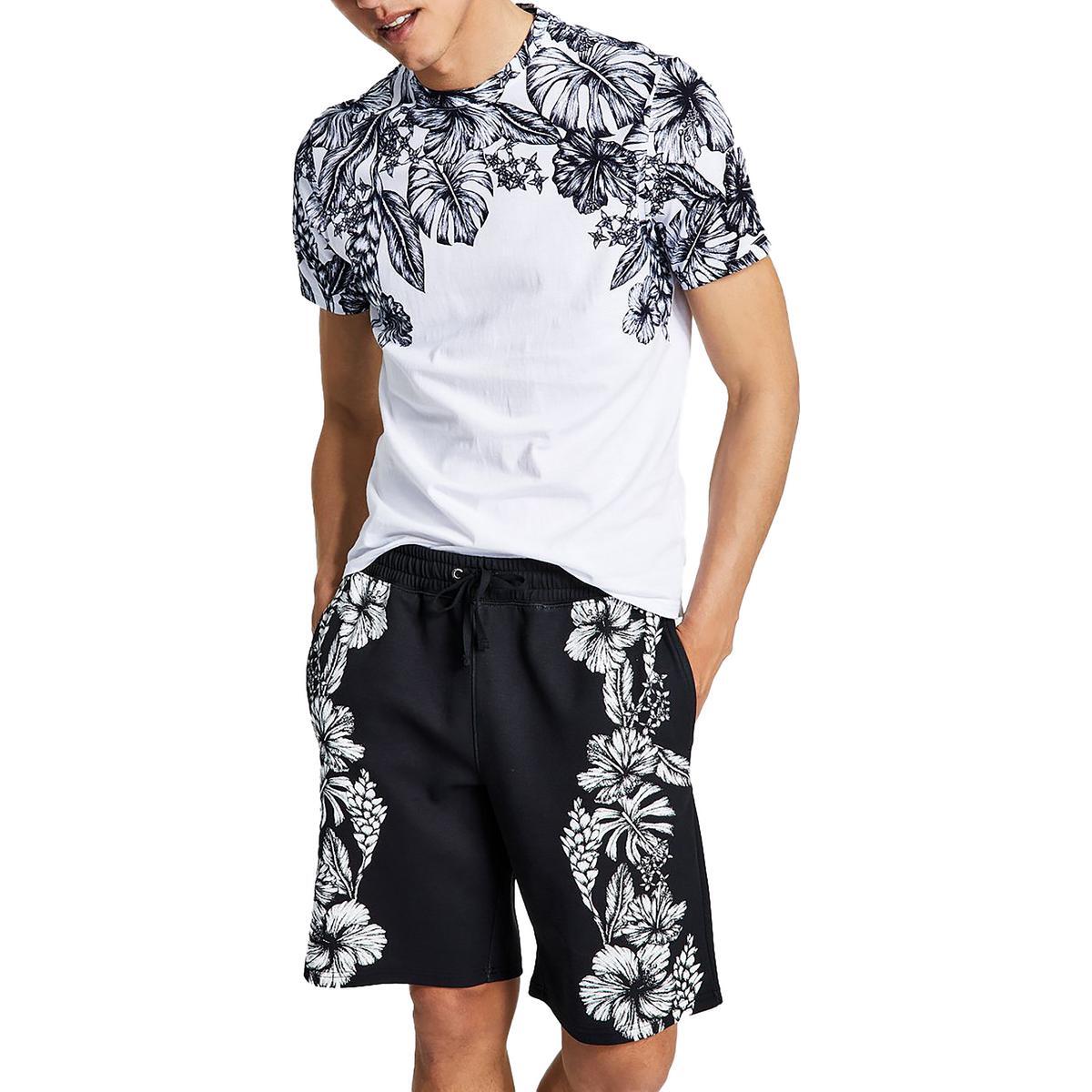 INC Мужские повседневные шорты BW с белым цветочным узором и завязками по внутреннему шву M BHFO 5560 2890₽