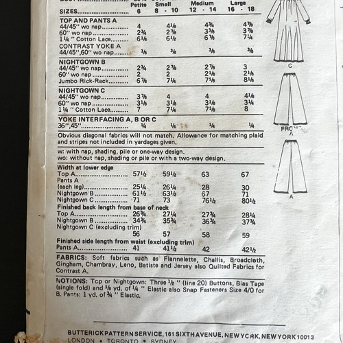 Vintage 1970s Butterick 3960 Ruffle Pajamas + Nightgown Sewing Pattern 6 UNCUT - Picture 7 of 10