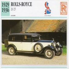 1929-1936 ROLLS ROYCE 20/25 Classic Car Photograph / Information Maxi Card