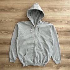Vintage 90s Gray Blank Zip Up Hoodie Mens Large-Tall Made In USA NWT Cheetah