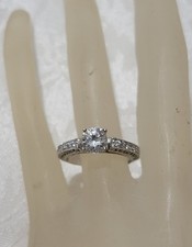 925 STERLING SILVER RING BRILLIANT CENTER MAIN STONE/ACCENTS OF SMALLER/ SIZE 7