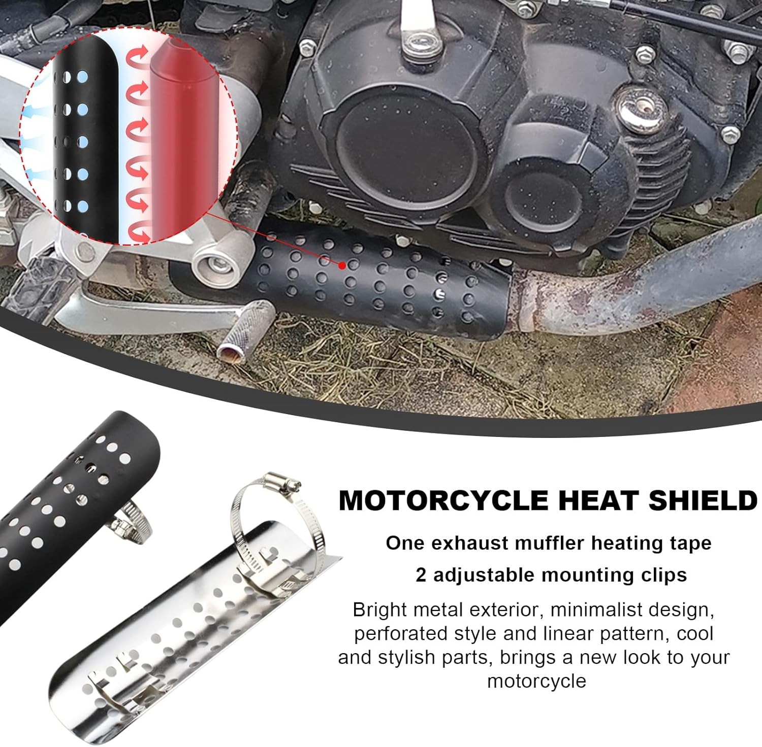 Heat Shield, Aluminum Pipe Heat Exhaust Shield, Pipe Heat Shield Cover Silver