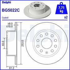 2x DELPHI Bremsscheibe BG5022C für SKODA OCTAVIA 3 Combi 5E5 5E6 5E3 NL3 NR3 TSI