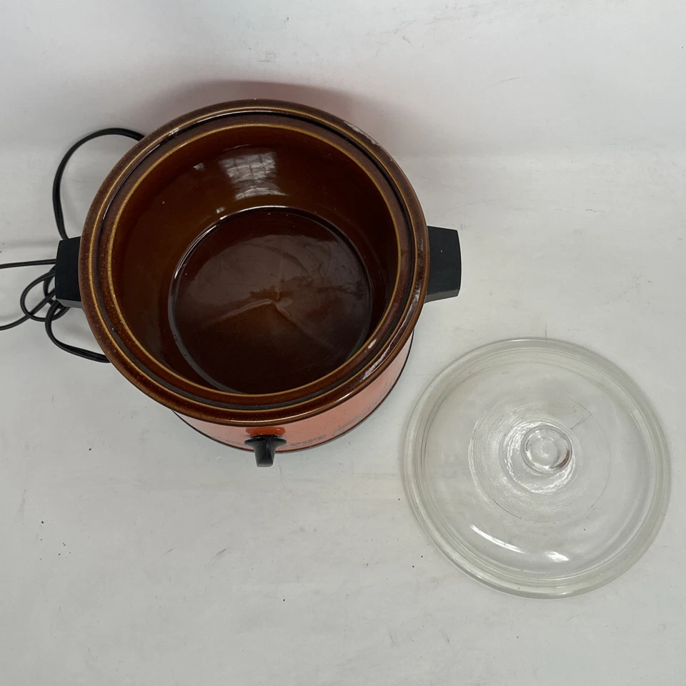 Olla de cocción lenta Rival años 70 vintage 2 cuartos 3102/2 Flaming Orange Red FUNCIONA Foto 2 de 4