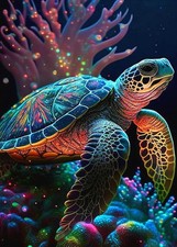 Sea Diamond Art Painting Kits for Adults, Full Drill Diamond Dots Turtle