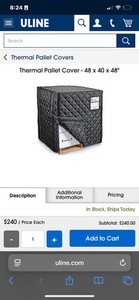 REFRIGIWEAR WeatherGuard Insulated THERMAL Standard Pallet Cover 48 X40 X48 Used