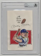 Mickey Mantle Yankees GPK Original Art Sketch Card Signed Auto 1/1 BAS
