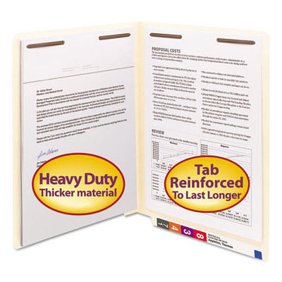 Smead Manila End Tab Fastener Folders with Reinforced Tabs, 14-pt Stock, 2 Faste
