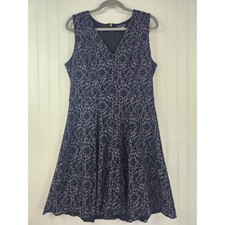 Tommy Hilfiger Floral Lace V-Neck Fit & Flare Dress Purple Silver Black 12 Boho