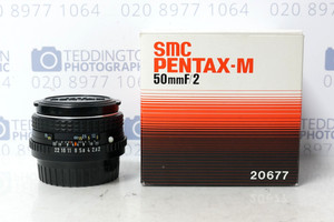 Pentax 50mm f/2 SMC-M Lens, Pentax K Mount + Boxed