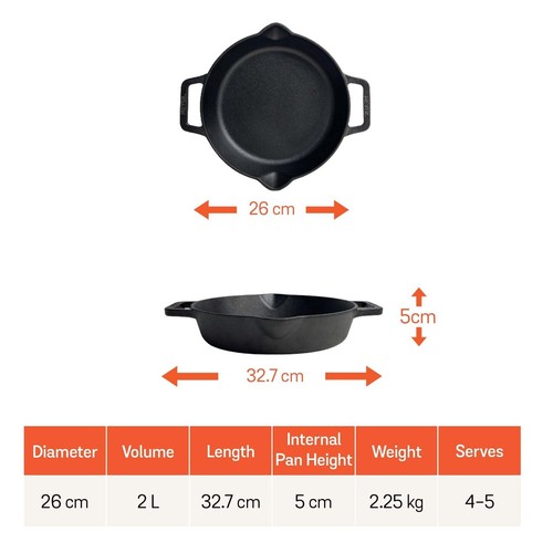 Meyer Pre-Seasoned Cast Iron Induction Double Handle Skillet 26cm - Picture 10 of 10