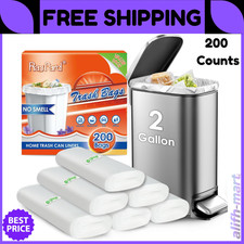200 Counts 2 Gallon 1.8-2 Gal Small Trash Bags Garbage Bags by RayPard fit 1....