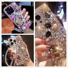Women Full Diamond Glitter Bling Rhinestone Brecelet Layard Back Phone Case Skin