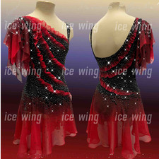 Ice Figure Skating Dress Rhythmic Gymnastics Twirling Competition red dyeing