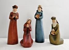 Vintage Tii Style Resin Nativity 4 Piece - 11" Wise Men & 7" Mary - Christmas