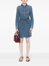 Gucci Mini Dress Horsebit Detail Denim Womens Size IT 46 US 10 Blue Casual New