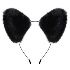 BAOPLAYKIDS Women Cat Fox Long Fur Ears Headband 1 Count Pack of 1 , Black
