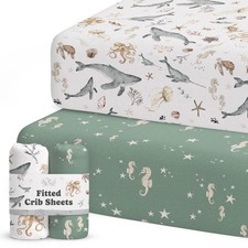 Crib Sheets Neutral - Fitted Baby Crib Sheets Bed for Girl Boy - 2 Pack Stand...