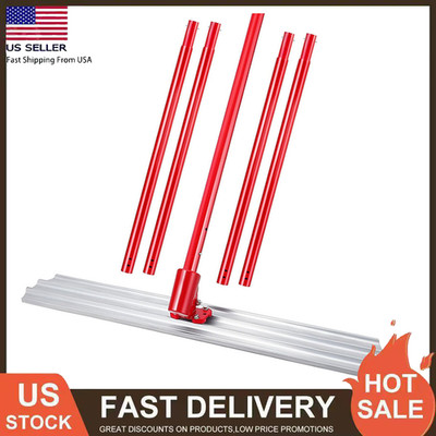 46''x8'' Bull Float Magnesium Concrete Float Tool w/ 4 Extendable Handle Round End