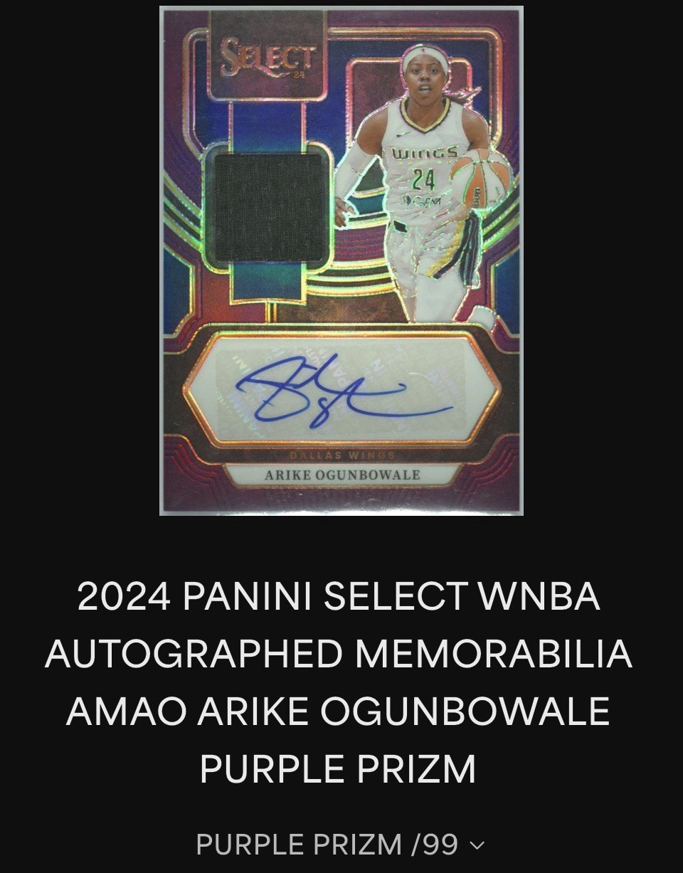 2024 POP 1⭐️ARIKE OGUNBOWALE⭐️PANINI SELECT WNBA⭐️AUTO⭐️PURPLE PRIZM⭐️/99⭐️PSA 9 view 6