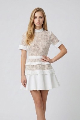 DAVID KOMA White Mesh Mini Dress UK6