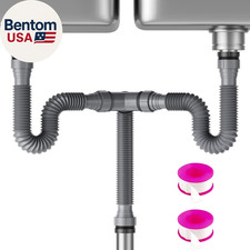 Flexible Expandable P-Trap Kit for Double Kitchen Sink Drain - Fits 1 1/2" or 1