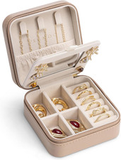 Travel Jewelry Box Organizer for Women Mini Case Mirror Ring Earring Storage