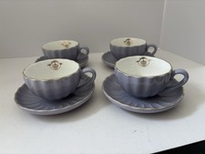 Pukka Home British Royal Lilac Purple Cup And Saucer 4 Sets