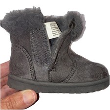 Wonder Nation Baby Girl Faux Fur Shearling Boot Gray Toddler Size 3