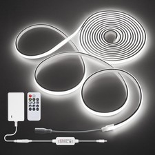 Daylight White LED Strip Lights 16.4FT 24V Waterproof COB LED Strip Kit with ...